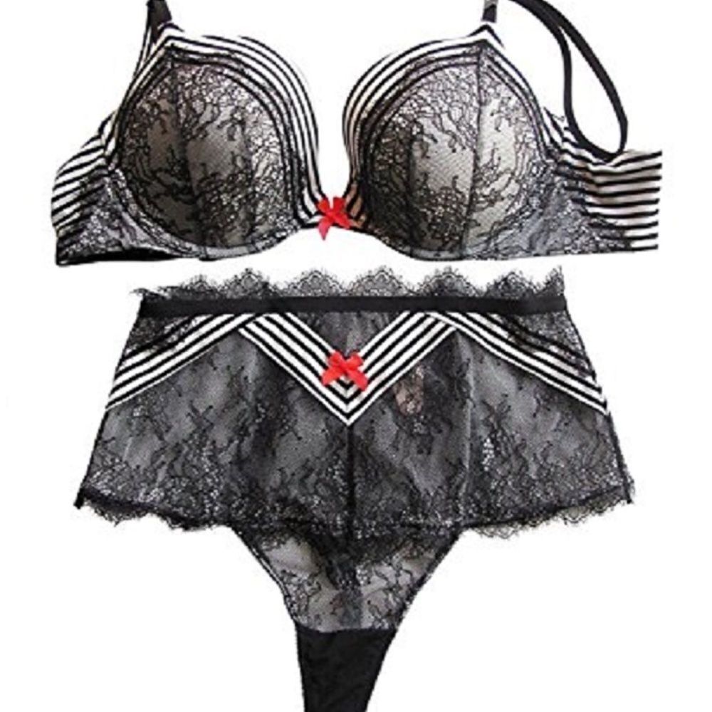 VS V Sexy Strapless Bra High Waist Thong SET # 414